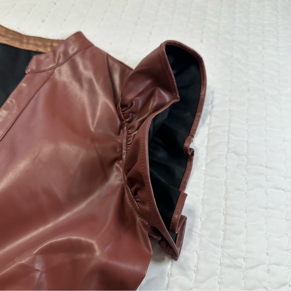 Entro Gliding Along Charlene Dress Chocolate Faux Leather Tiered Dress - Picture 14 of 16